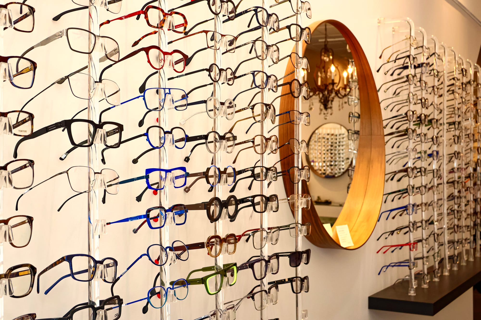 Curated eyewear displayed at Boardwalk Eye Care
