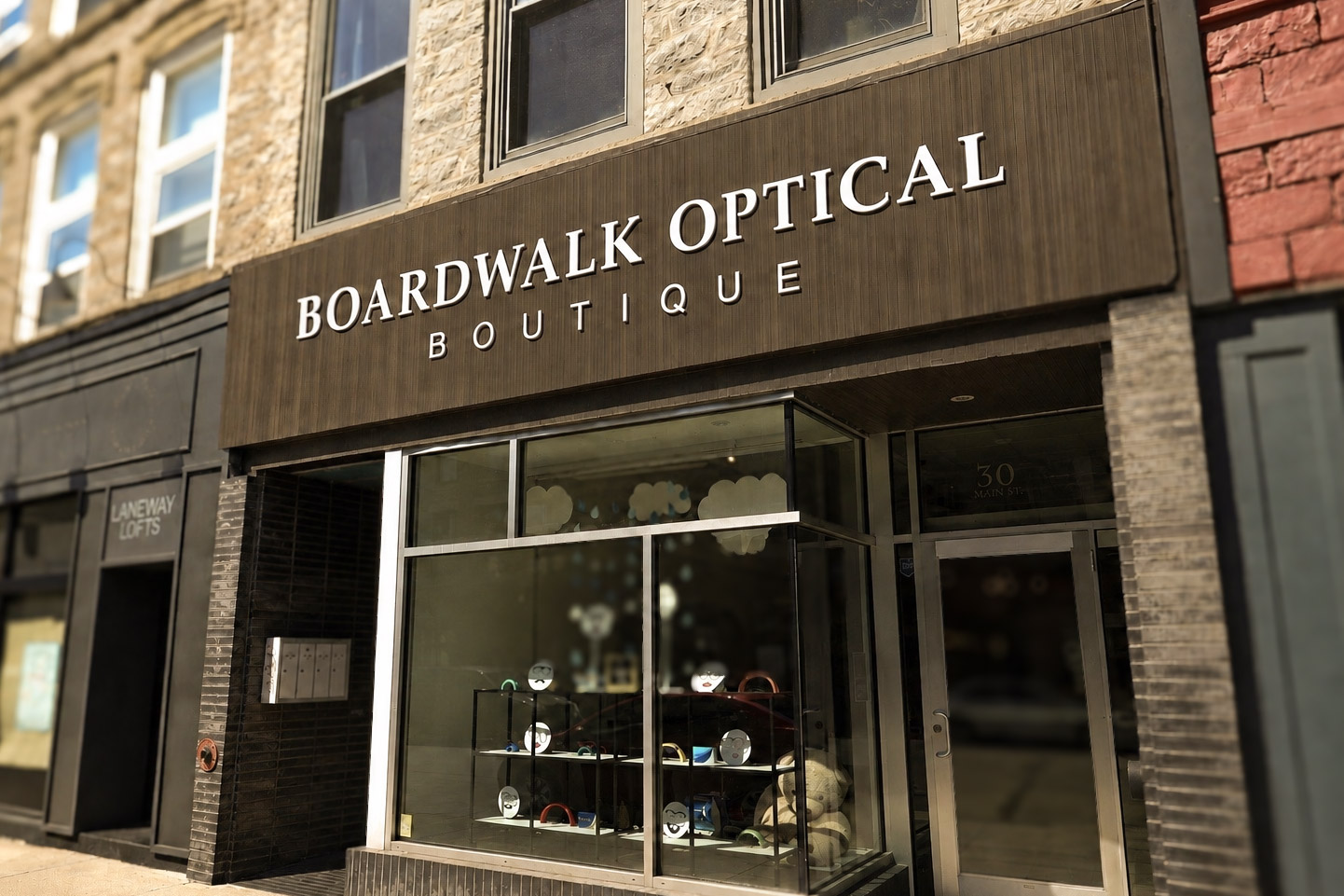 Boardwalk Eye Care storefront on Main Street in Cambridge, Ontario