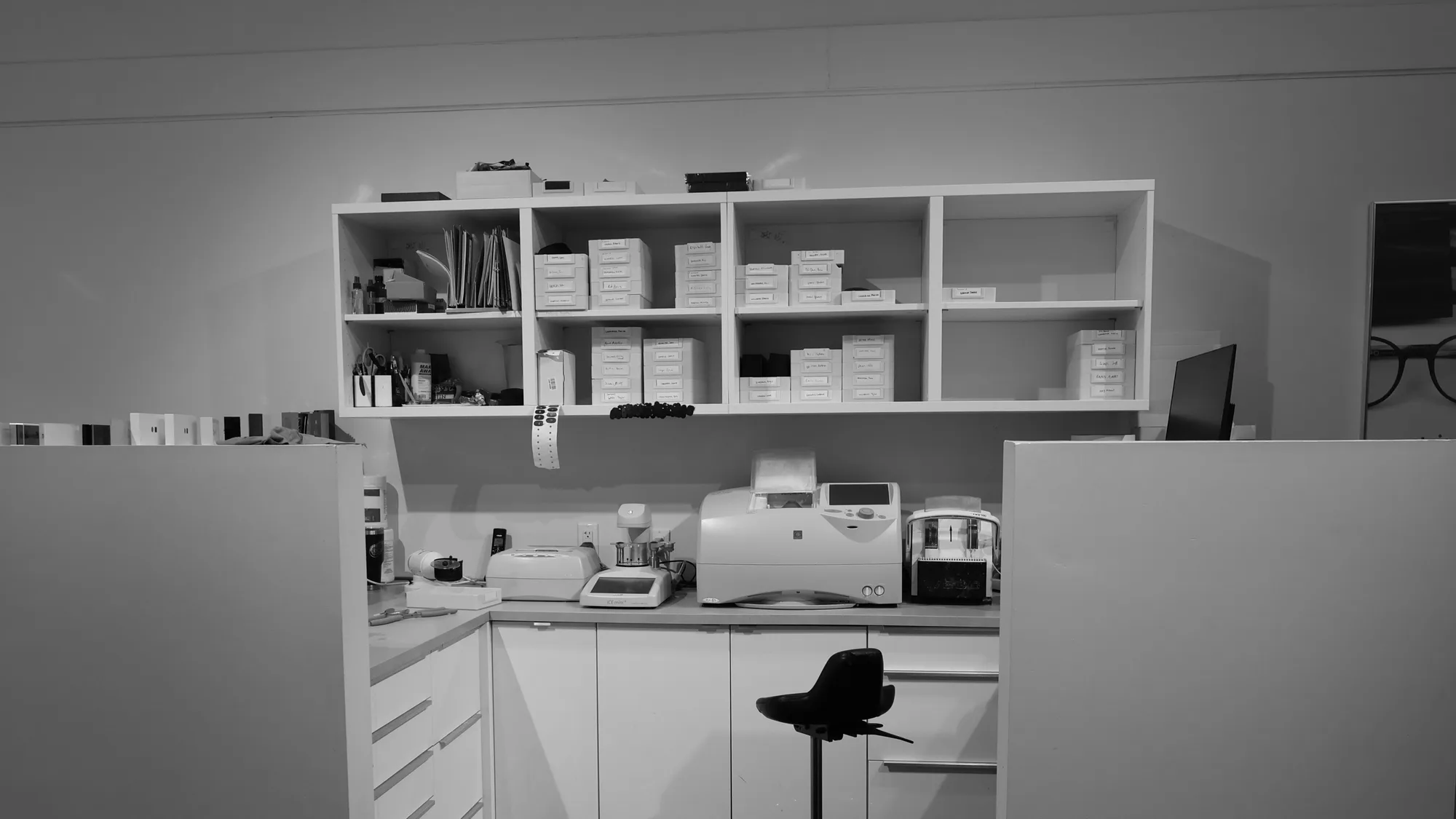 Boardwalk Eye Care's in-house lens lab in Cambridge, Ontario
